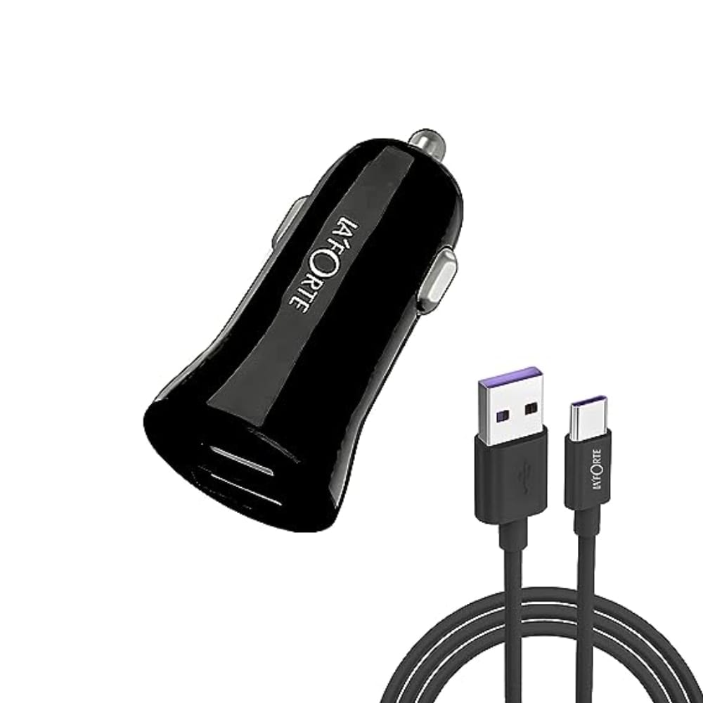 LA'FORTE Mobile Dual Port Car Charger With C Type Cable