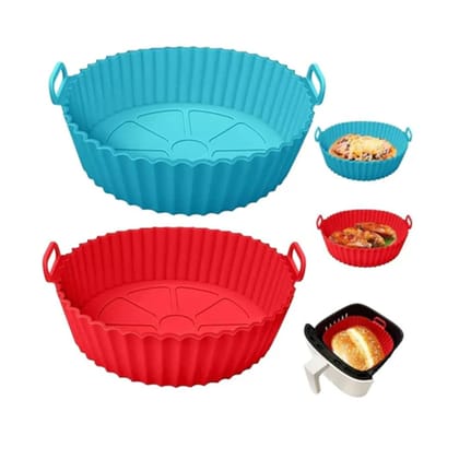 Air Fryer Liners I Round Silicone Basket Baking Tray I Pot with Ear Handles I Nonstick Reusable Heat Resistant I Cooking Oven Insert Accessories Pastry Cutter, Dough Blender (2 Pack) Air Fryer Liners I Round Silicone Basket Baking Tray I Pot with Ear Handles I Nonstick Reusable Heat Resistant I Cooking Oven Insert Accessories Pastry Cutter, Dough Blender (2 Pack)