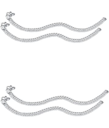 HEER COLLECTION - Silver Anklets ( Pack of 2 )