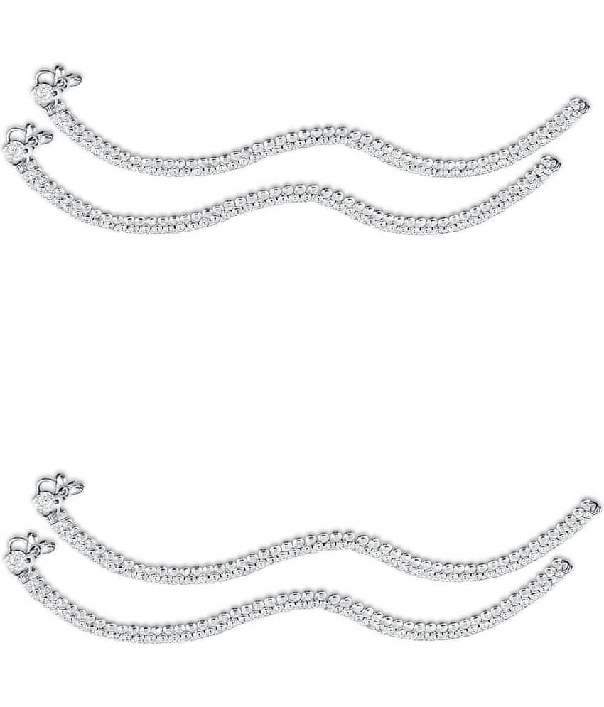 HEER COLLECTION - Silver Anklets ( Pack of 2 )