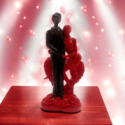 AMS Romantic Couple Red & Black Showpiece � Elegant Home Decor & Gift for Girlfriend, Boyfriend, Wife, Husband | Anniversary, Wedding, Proposal & Valentine�s Day Romantic Figurine � 12 cm