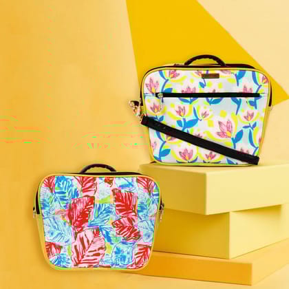Yellow Flowers Double Side Print Box Sling Bag