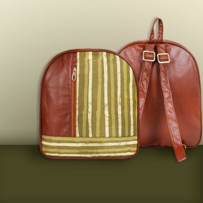 Green Waves Block-printed Backpack