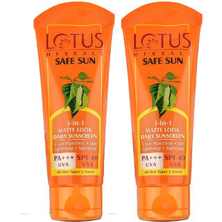 Lotus Herbals Safesun 3In1 Matte Look Daily SunscreenTinted SunscreenSpf 40 Pa+++50 G (Pack Of 2)