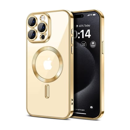 Vaku ® Apple iPhone 15 Pro Luxury Electroplated Magnetic Magsafe Camera Protection TPU Back Cover Case Vaku ® Apple iPhone 15 Pro Luxury Electroplated Magnetic Magsafe Camera Protection TPU Back Cover Case