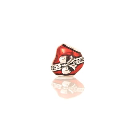 Red Bow Heart | 925 Silver charms for Bracelets / Chain-Free / Silver / Modern