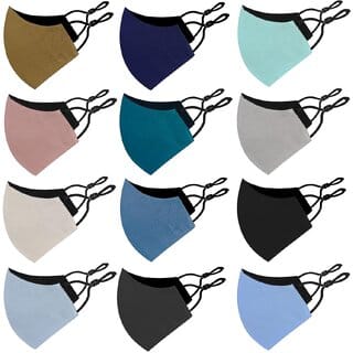 (Pack of 12) Unisex Cotton Cloth Mask for Unisex with Adjustable Ear Loop (Multicolour)
