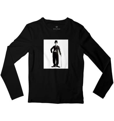 Charlie Chaplin "The Tramp" Full Sleeve T-shirt-38 - S / Black