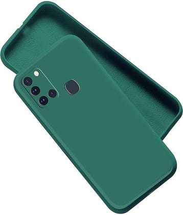 Case Vault Covers - Green Silicon Plain Cases Compatible For Samsung Galaxy A21S ( Pack of 1 )