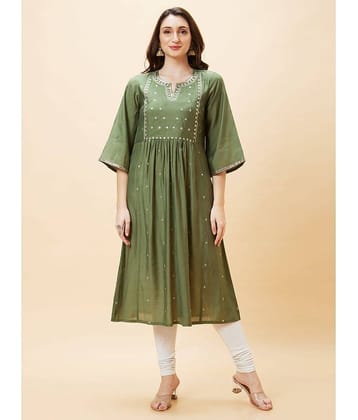 Globus - Green Polyester Women's A-line Kurti ( Pack of 1 )