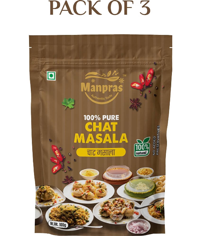 MANPRAS Chat Masala 100Gm [ Pack of 3 ] Masala 100 gm