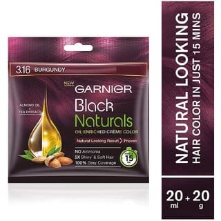 Garnier Black Naturals Crme Riche Hair Color, Burgundy (3.16) 20ml + 20g