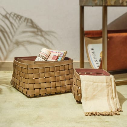 Modella Storage Baskets Set Of 3 Taupe-Taupe