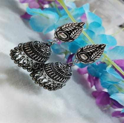 Antique Silver Plated Jhumka Earring-AER 4187