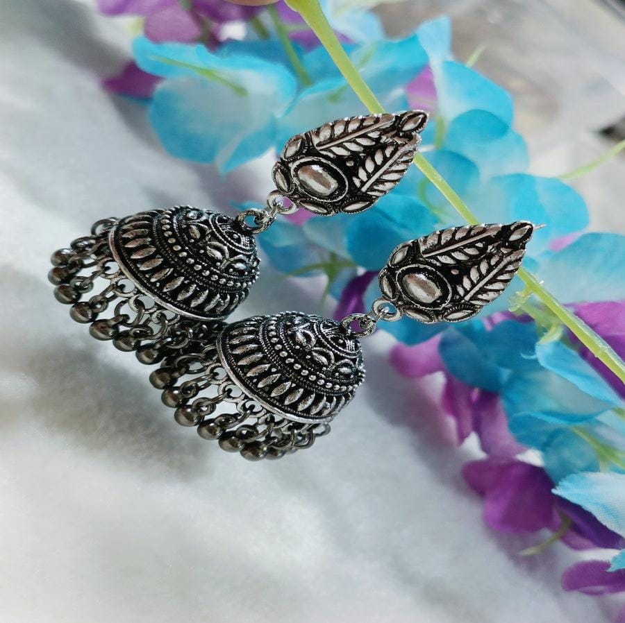 Antique Silver Plated Jhumka Earring-AER 4187