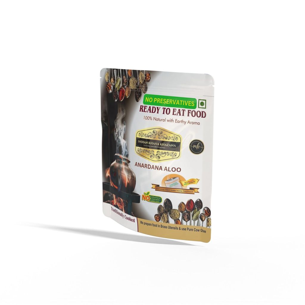 INDIAN KHANA KHAZANA Anar Dana Aaloo 202gm | No Added Preservative and Colours (Aaloo) Serve Hot Anytime Anywhere with our Flameless Food Heater inside the Pack.| ndian Tasty Flavour Ready to Eat Food