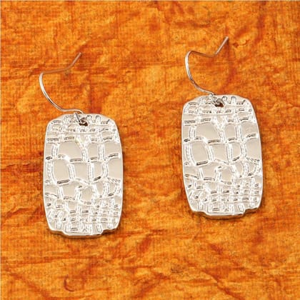 Silver Plated Hand Crafted Geometric Drop Earring-WER 566