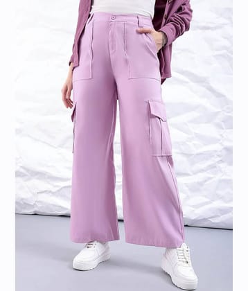 Freehand Pack of 1 Polyester Flared Women's Cargo Pants ( Purple )