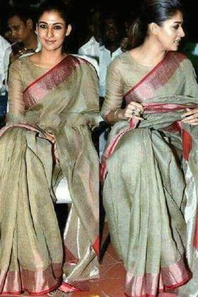 Handwoven Pure Linen Saree