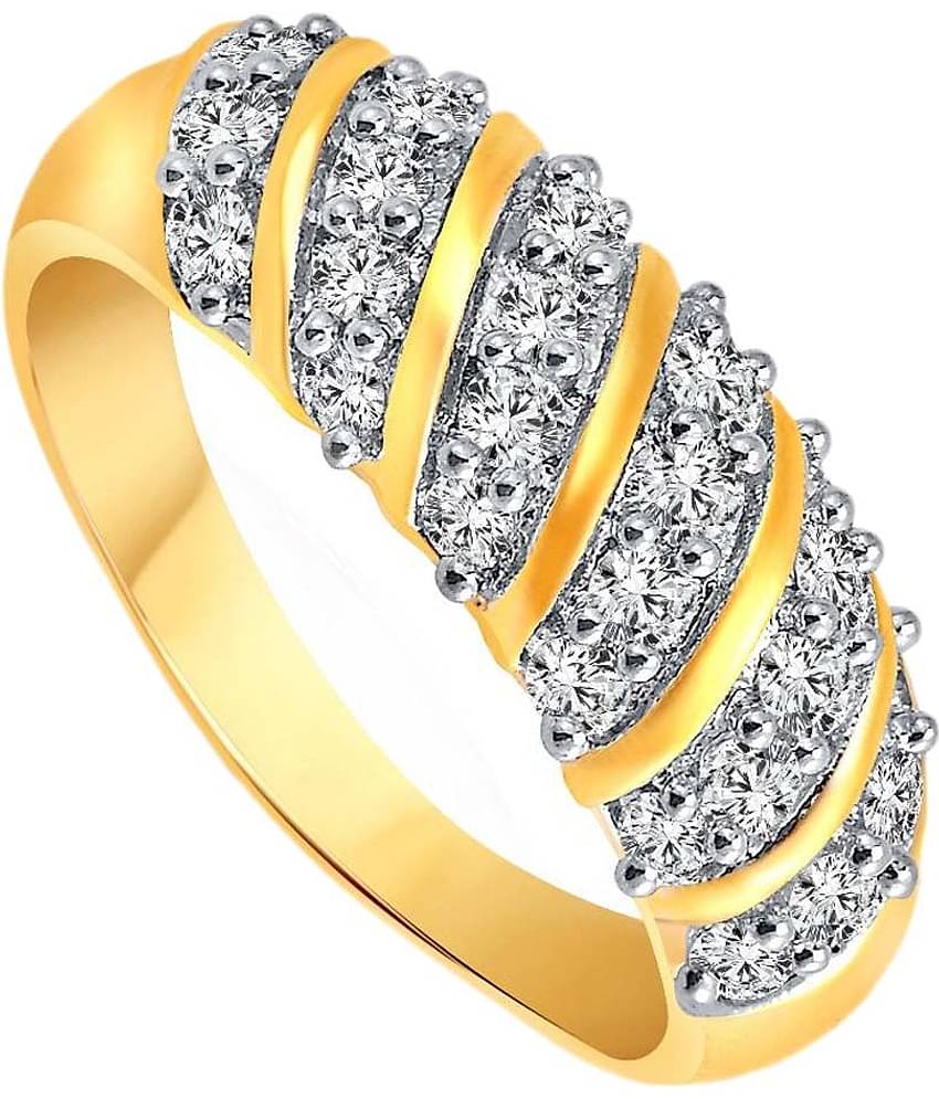 Vighnaharta Alloy Gold Plating Cubiz Zirconia Studded Gold Coloured Ring