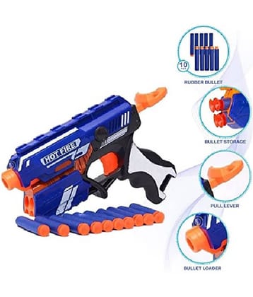 AURAPURO  Blaze Blaster Storm Hot Fire Shooting Toy Gun with 10 Soft Foam Bullets Perfect Guns for Boys Kids
