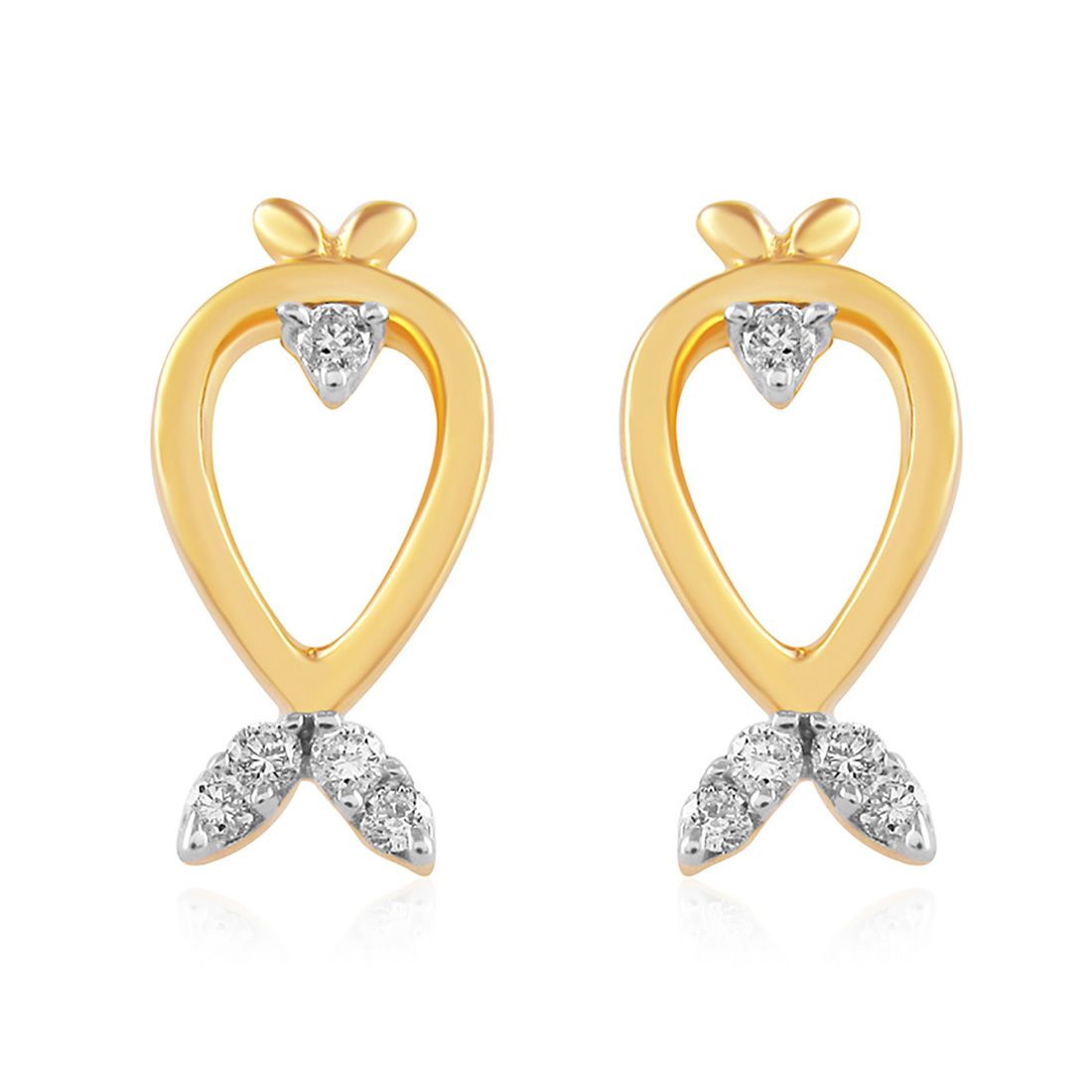 Senco Gold Cute Nimo Fish Diamond Studs (1.7 gram / 0.07 Ct / HI-SI / 18K Yellow Gold)