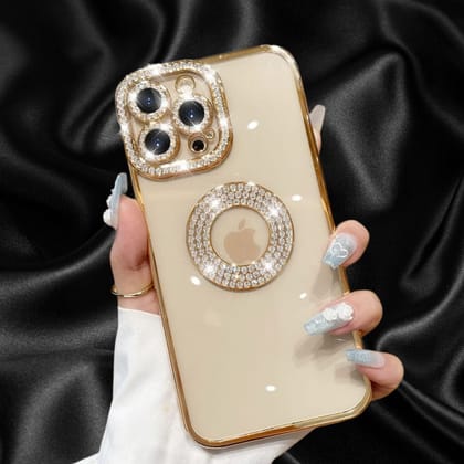Gold Electroplated Diamond Rhinestones Luxury Cover-iPhone 14 Pro