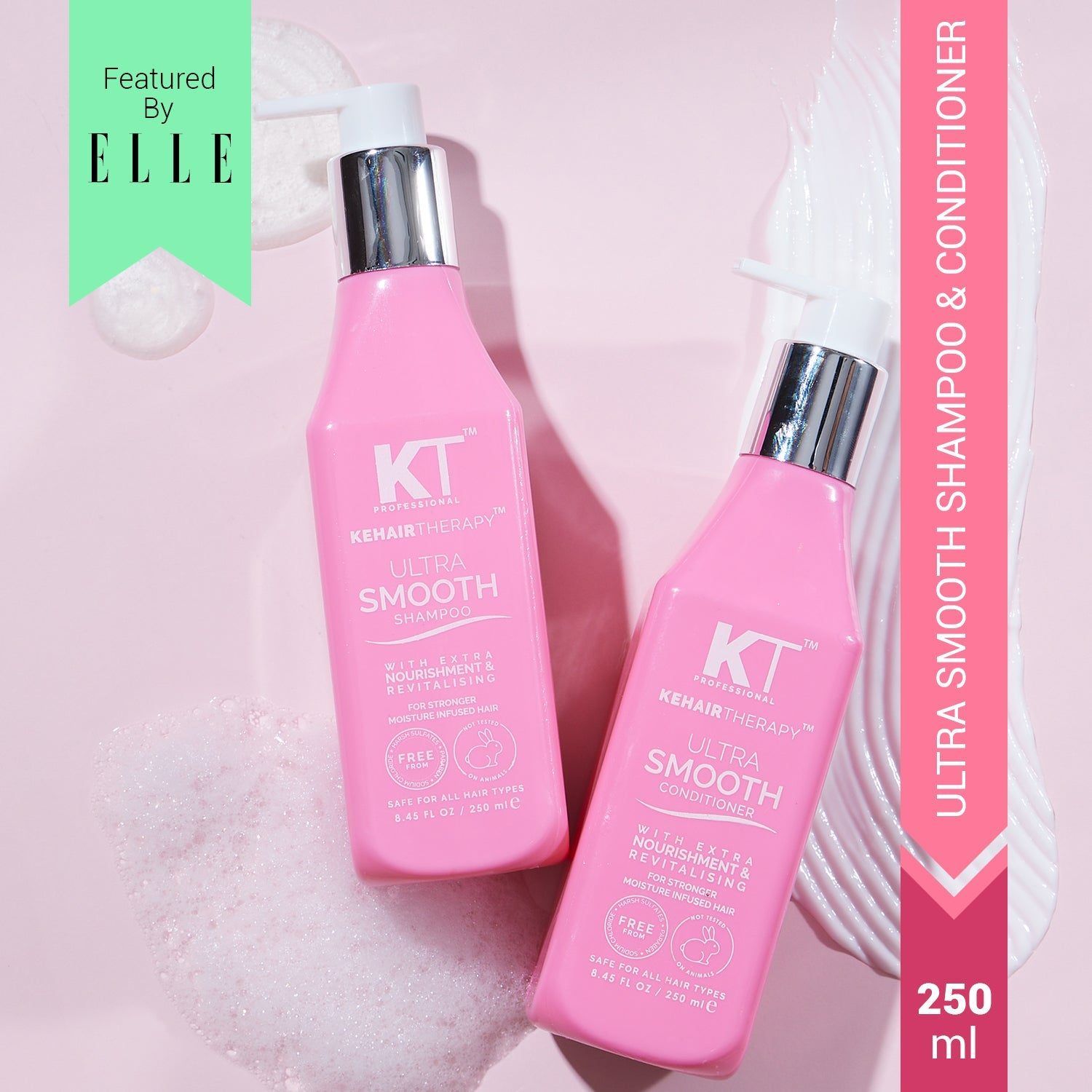 KT Professional Ultra Smooth Shampoo & Conditioner, For Stronger, Moisture-Infused Hair - 250ml Each
