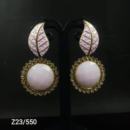 Meenakari Leaf Pattern Jhumki Earrings: Elegant Kundan Collection By Zevar