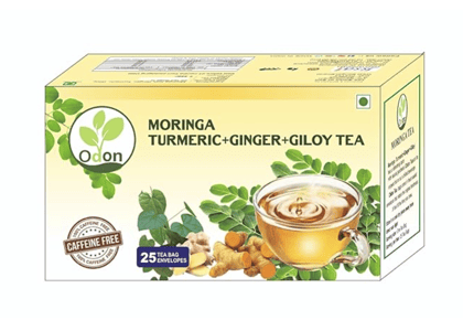 ODON NATURAL Moringa Turmeric Ginger Giloy Herbal Green Tea | Immunity Booster | 25 Tea Bags | Natural Detox Tea | Anti-Inflammatory & Digestive Support | Rich Taste & Aroma