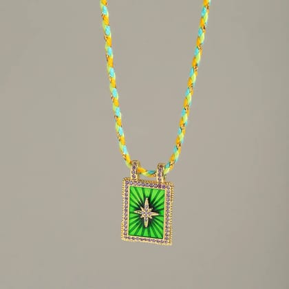 Star Sun Cubic Zirconia 18K Gold Parrot Green Thread Anti Tarnish Necklace Pendant For Women