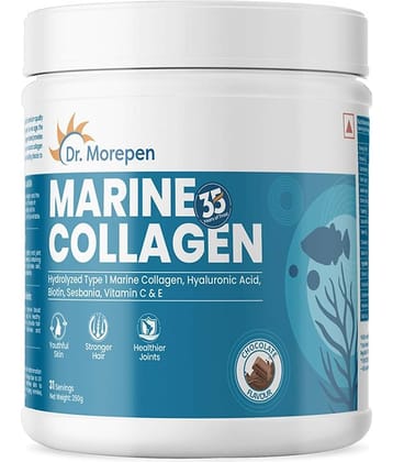 Dr. Morepen Marine Collagen Powder with Biotin | Supports Healthy Skin, Hair & Nails (Chocolate, 250 g)