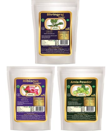 Biotic Natural Bhringraj, Hibiscus & Amla Powder (100 gms Each) Hair Mask 300 g Pack of 3