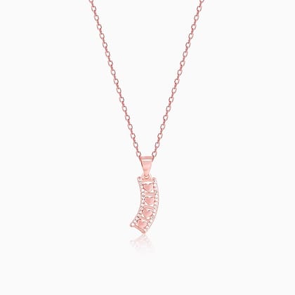 Rose Gold Heart Line Pendant with Link Chain