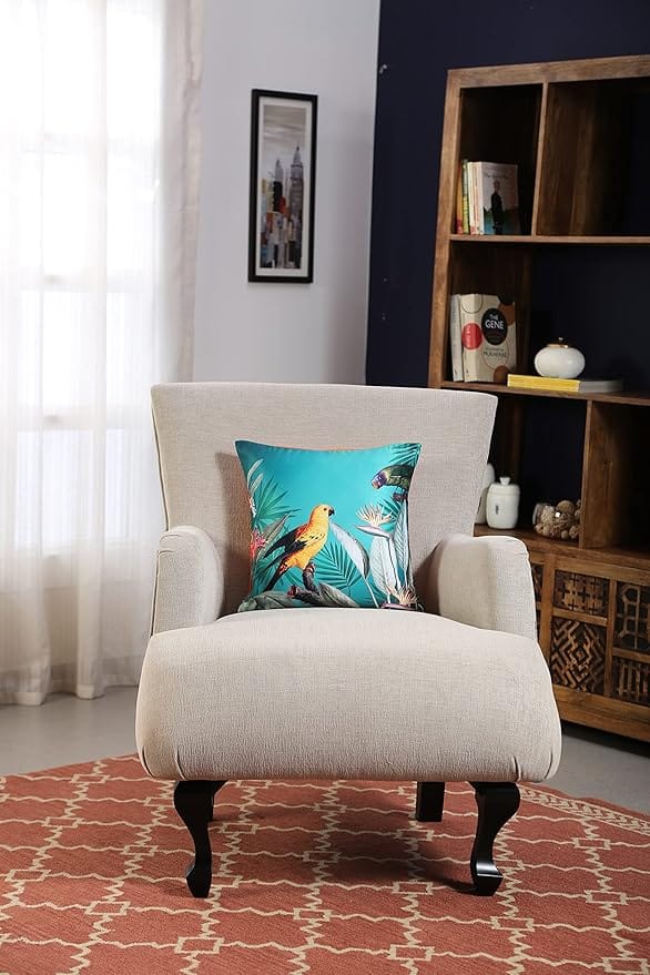 Koko Decorative Polyester Cushion Cover 16x16 Inch Soft Textured Green Square Pillow Cover for Bed, Sofa, and Chair (Pack of 1)