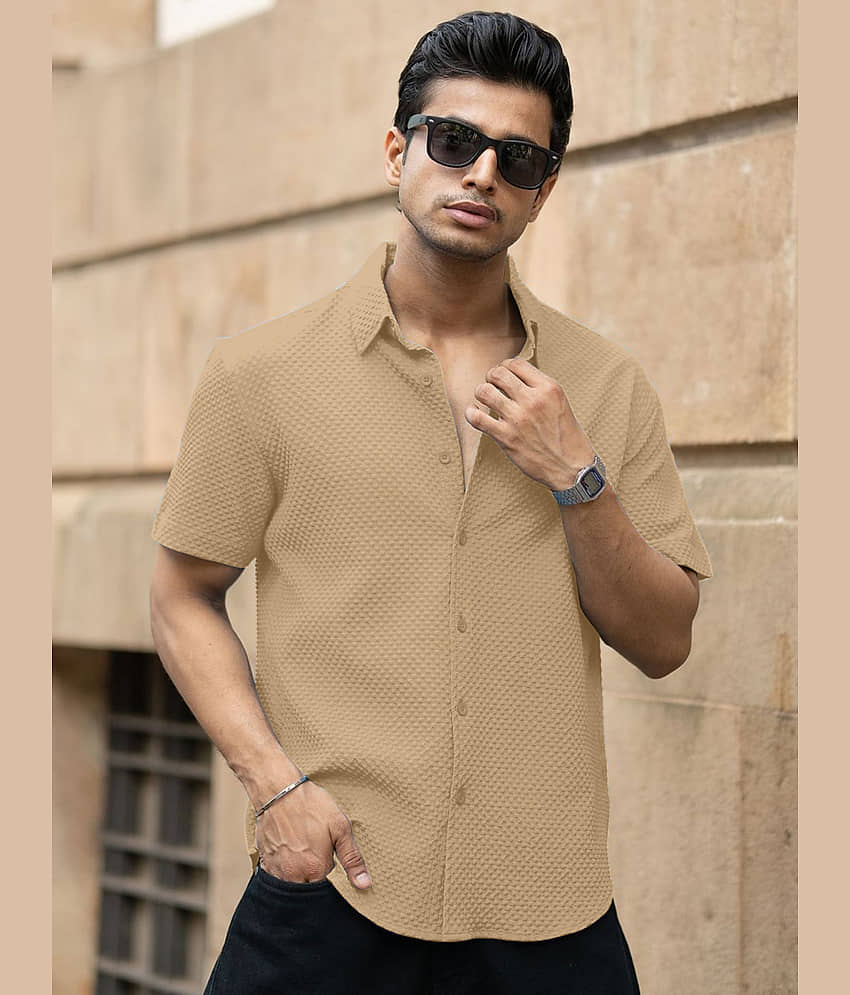 color bucket Cotton Blend Regular Fit Popcorn Textured Half Sleeves Men's Casual Shirt - Grey ( Pack of 1 )