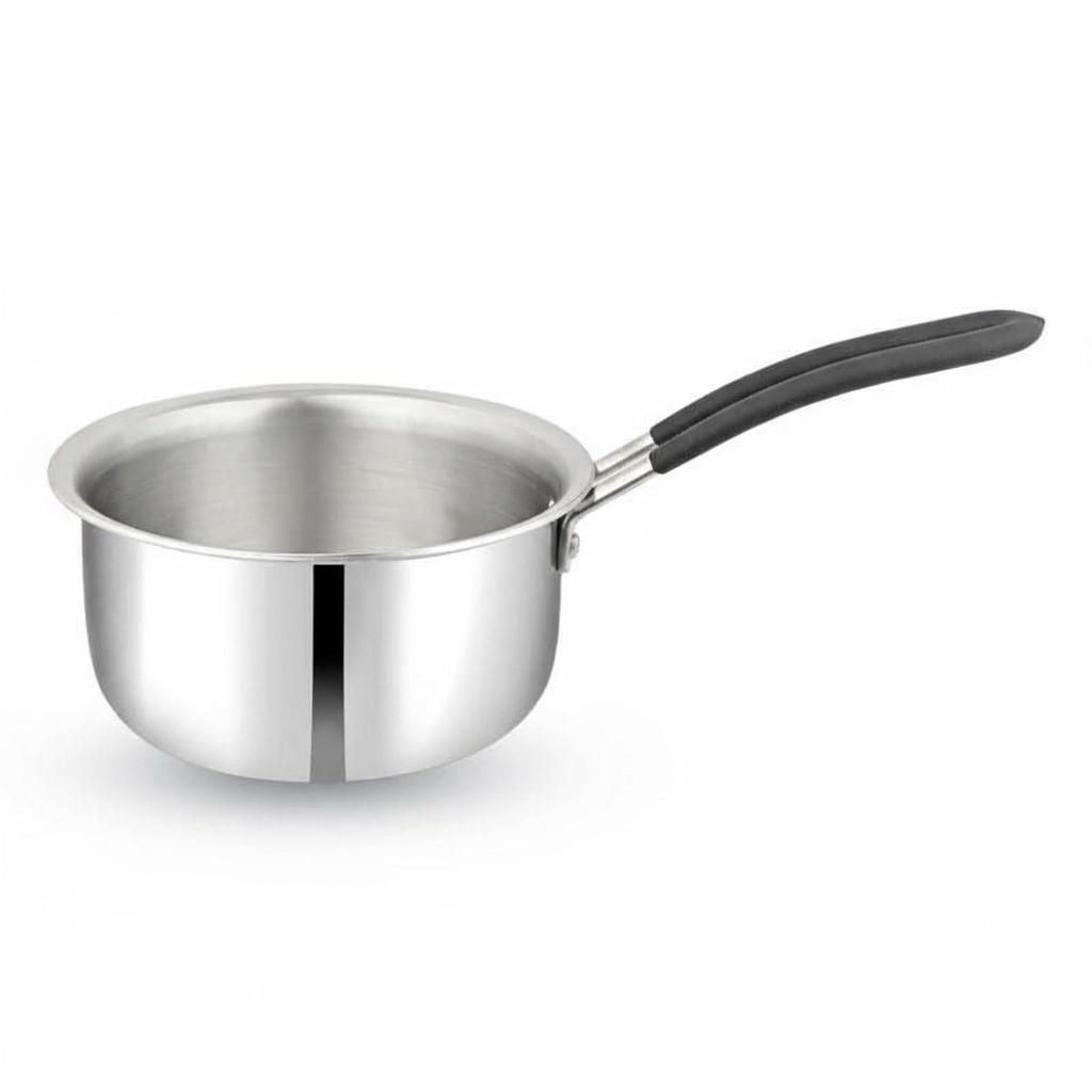 India Gold Triply Stainless Steel Sauce Pan | Induction & Gas Compatible Pan with Heat-Resistant Handle