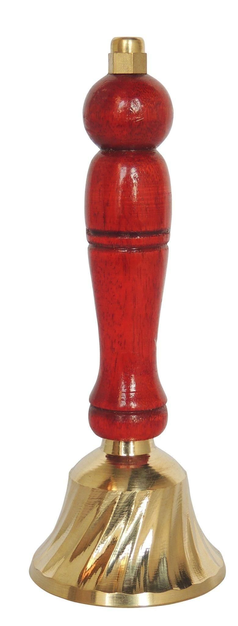 Brass Showpiece Ghanti Bell with wood handle  - 2.2*2.2*6.2 Inch (Z563 D )