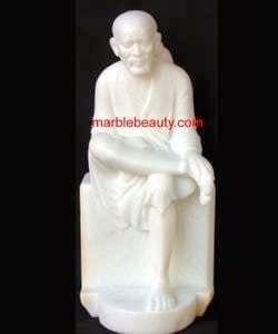Handcrafted Shirdi Sai Baba Marble Statue in a Blessing Pose
