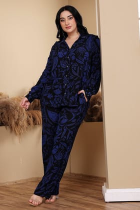 Blue Floral Printed Co-ord Set-L / L / Blue