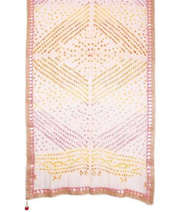 Apratim Beige Art Silk Bandhej Dupatta - Single