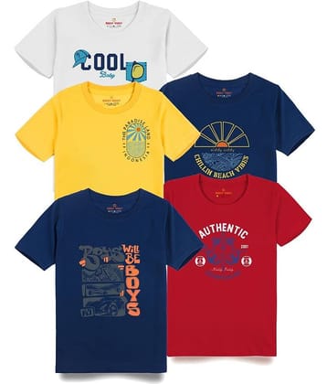 KIDDY VIDDY Pack of 3 Boys Cotton T-Shirt ( Teal )