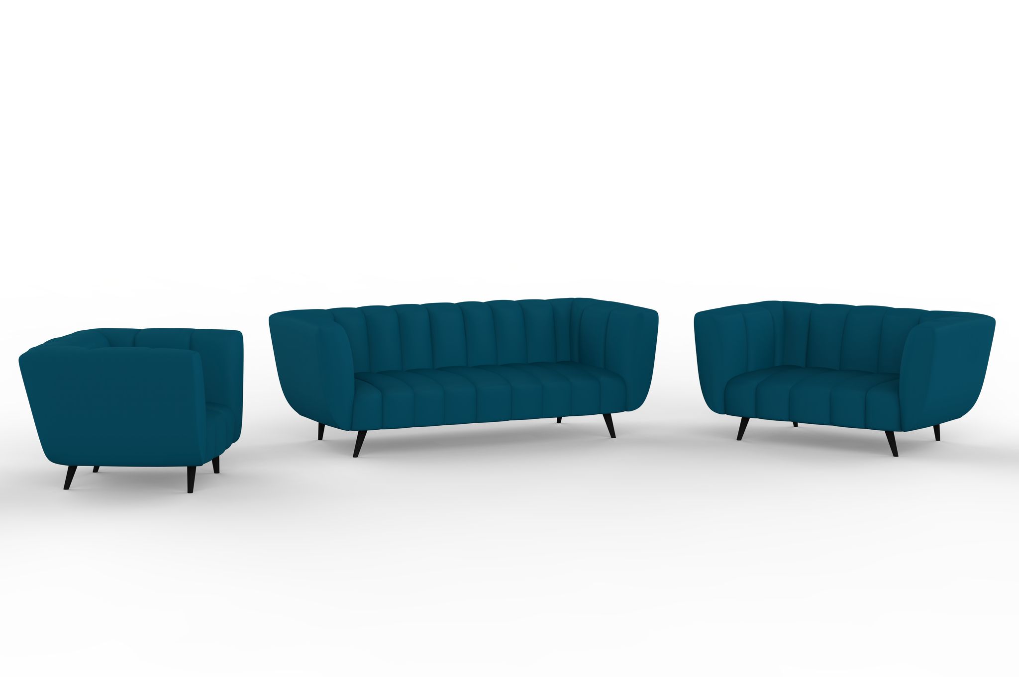 Wakeup India Sofa | Mushy Premium Fabric Sofa Set | 6 Seater Sofa | Pocket Spring Cushion | Padded Cushioned Armrest | Polished Wooden Leg ( Peacock Blue, Seating-3+2+1 ) | 1 Year warranty