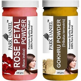 PARK DANIEL Pure & Natural Rose Petal Powder & Gokhru Powder Combo Pack of 2 Bottles of 100 gm (200 gm ) (200 ml)