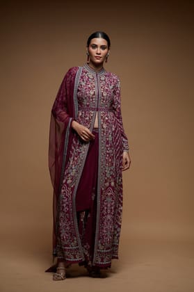 Wine Kurta Suit Set-XS