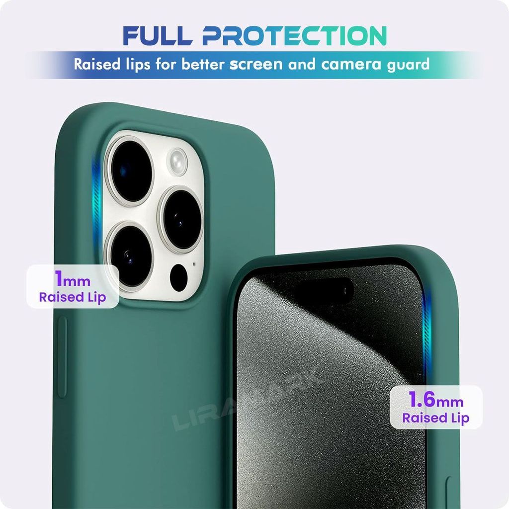 LIRAMARK Liquid Silicone Soft Back Cover Case for iPhone 15 Pro Max (6.7 inch)
