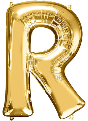 Alphabet R Golden Foil Balloon - Helium Or Air Filled - 40 inches  - 1PC