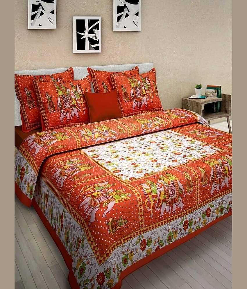 PETROSOLY Cotton 1 Double Bedsheet with 2 Pillow Covers ( White )