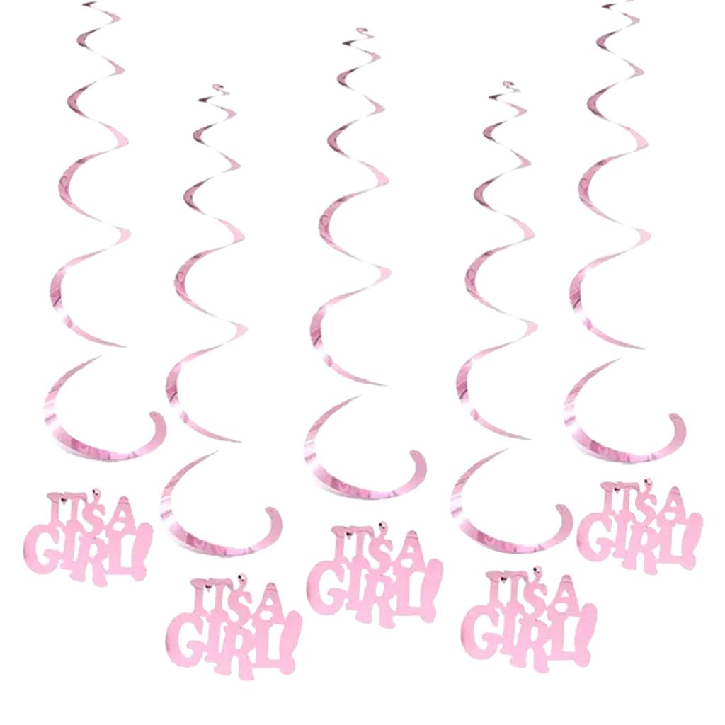It's A Girl Swirl Decoration - 6PC - Party and Festive Needs | Buy online on ZillyBuy