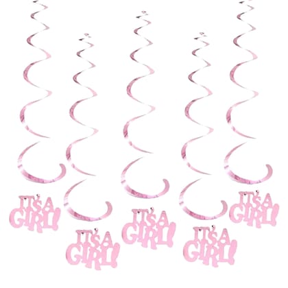 It's A Girl Swirl Decoration - 6PC